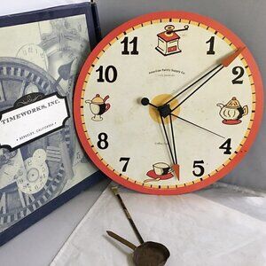 𝅺timeworks Coffee Time Kitchen Wall Clock Brand New in Box RARE HTF